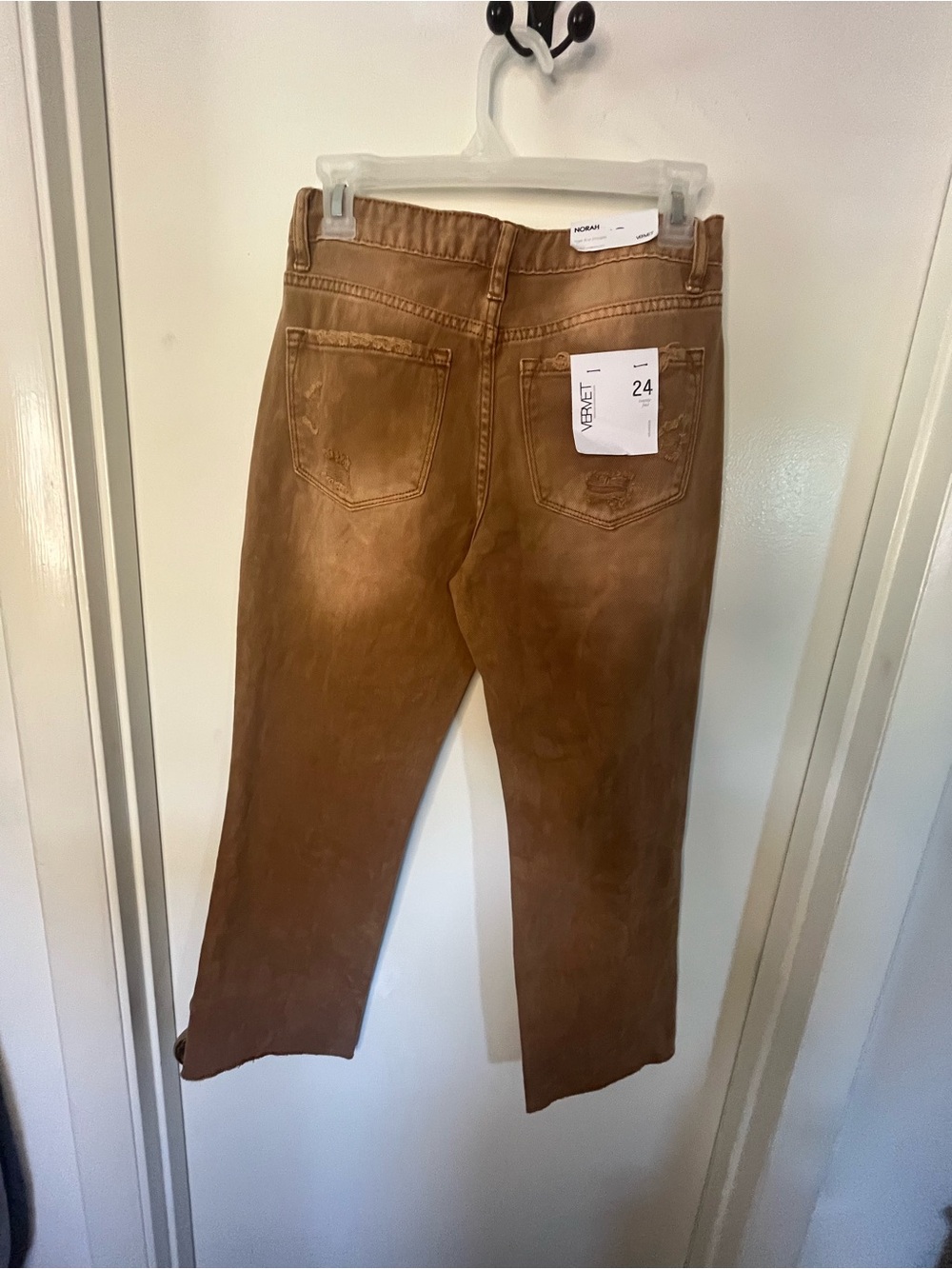 Vervet By Flying Monkey High-Waist Distressed Straight-Leg Jeans - Caramel Brown - Picture 3 of 4